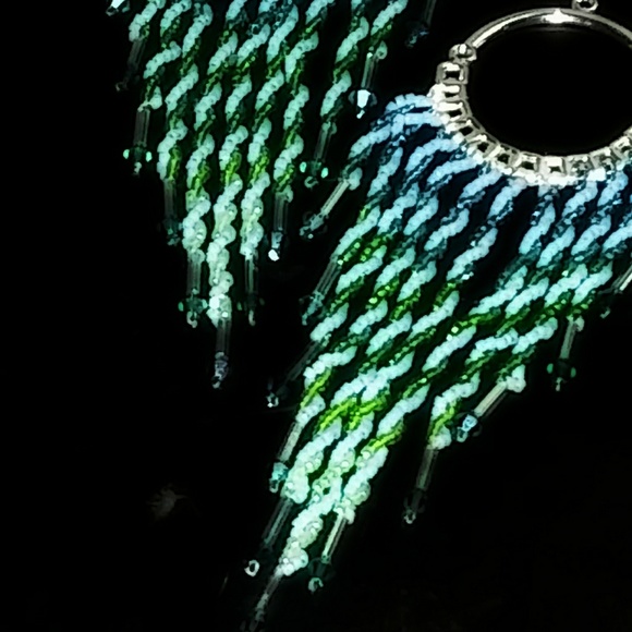 Beaded Handmade Twisted Seas Long Hoop Earrings - Picture 6 of 8